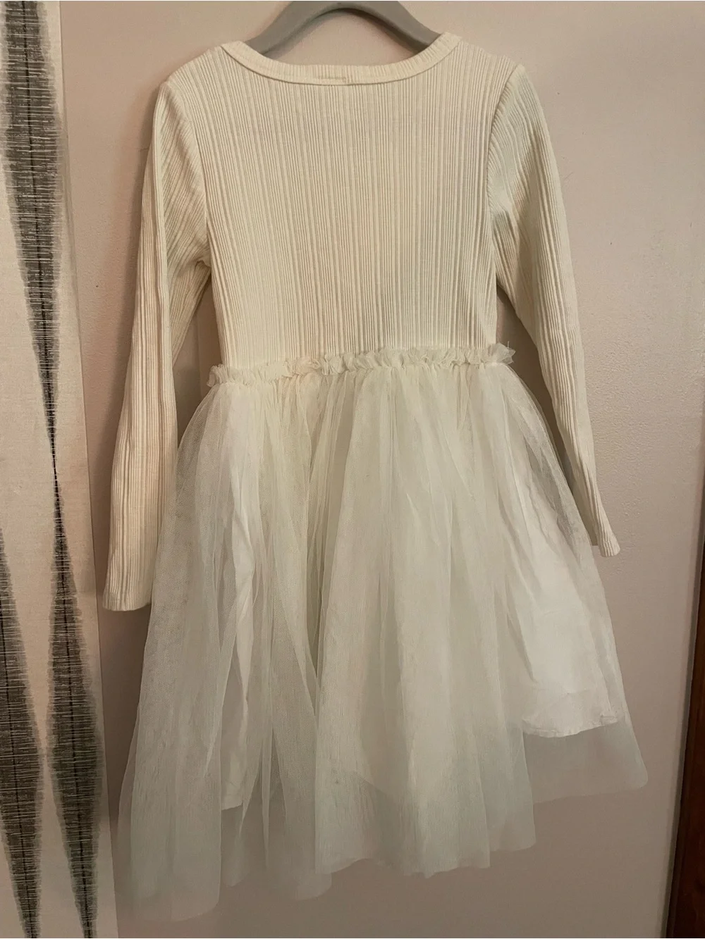 Cotton On Kids Girls Cream Long-Sleeve Tulle Dress ‘made for twirling’!